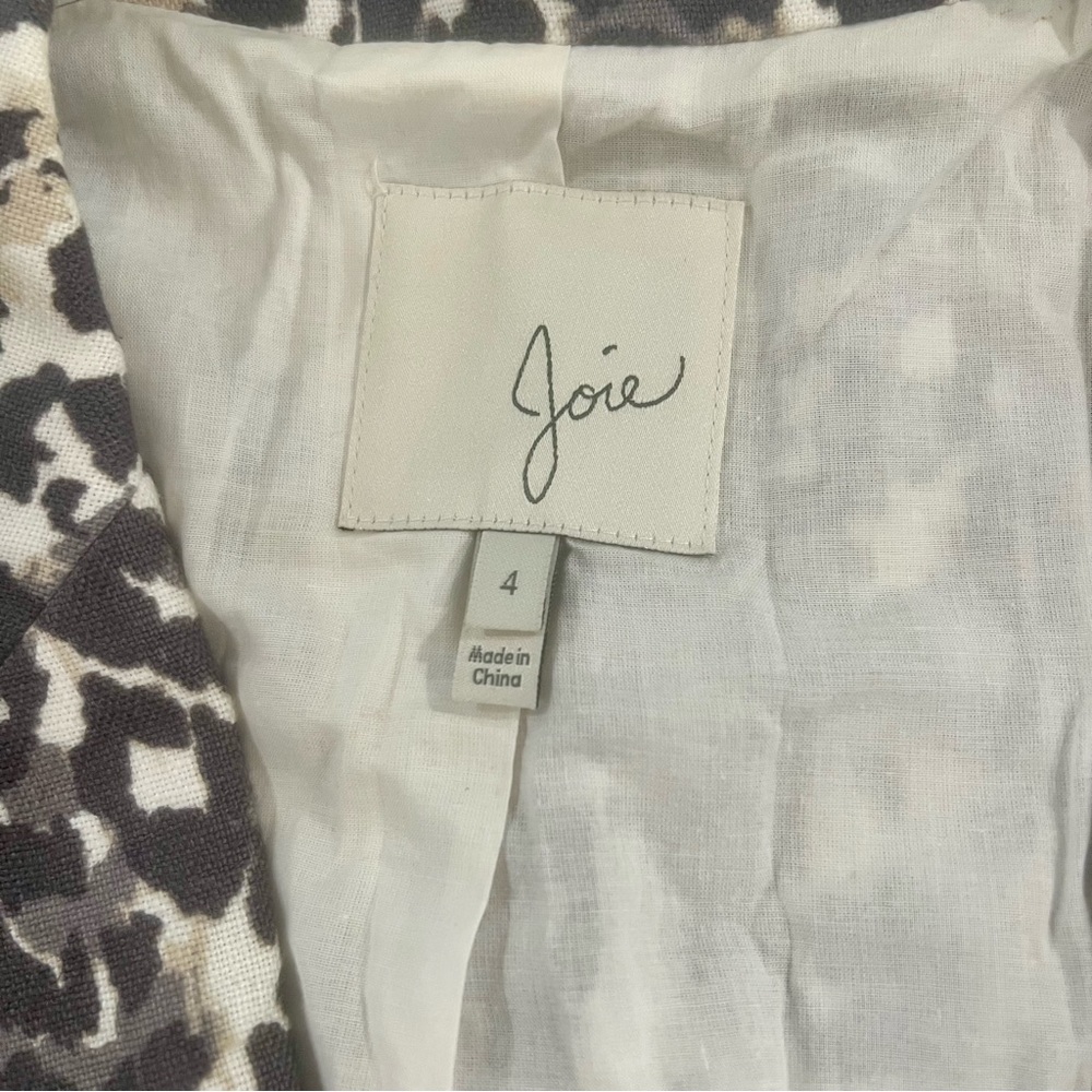 Joie Linen Leopard Print Blazer Size 4 - Picture 7 of 11